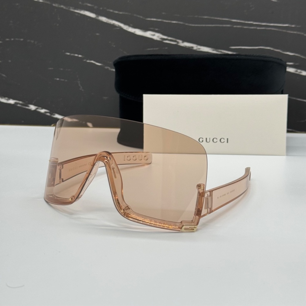 NEW GG1631S 010 GUCCI SUNGLASSES SHIELD CREAM EYEWEAR GUCCI MASK EYEWEAR - Picture 6 of 13
